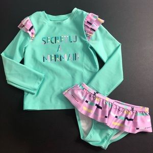 Cat & Jack Mint Green “Secretly a Mermaid” bikini set Size 3T